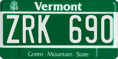VT license plate ZRK690