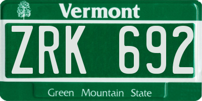 VT license plate ZRK692