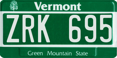 VT license plate ZRK695