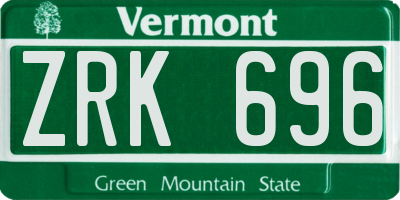 VT license plate ZRK696