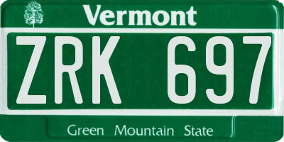 VT license plate ZRK697