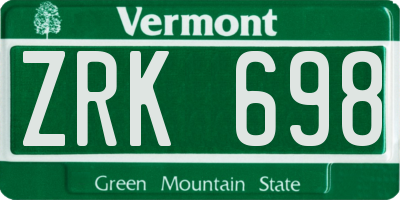 VT license plate ZRK698