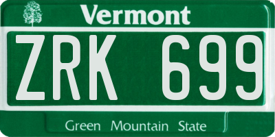 VT license plate ZRK699