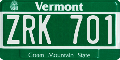 VT license plate ZRK701