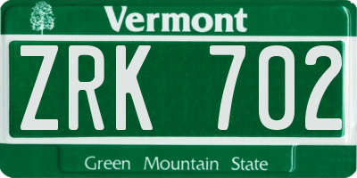 VT license plate ZRK702