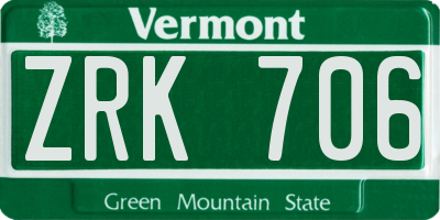 VT license plate ZRK706