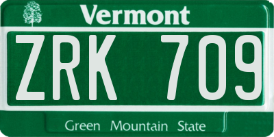 VT license plate ZRK709