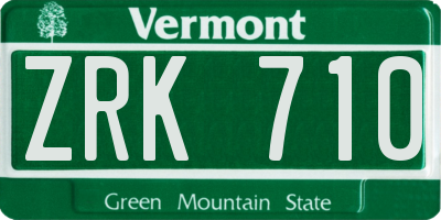 VT license plate ZRK710