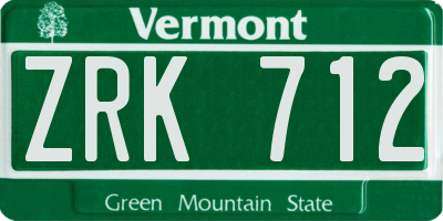 VT license plate ZRK712