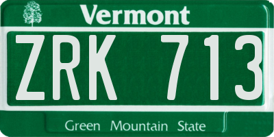 VT license plate ZRK713