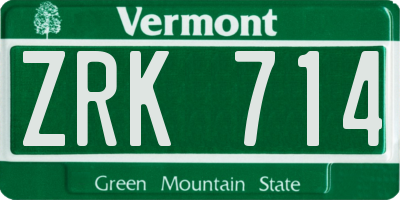 VT license plate ZRK714