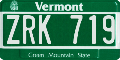VT license plate ZRK719