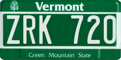 VT license plate ZRK720