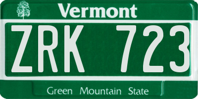 VT license plate ZRK723