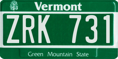 VT license plate ZRK731