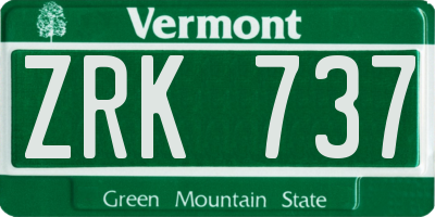 VT license plate ZRK737
