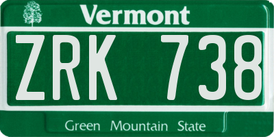 VT license plate ZRK738