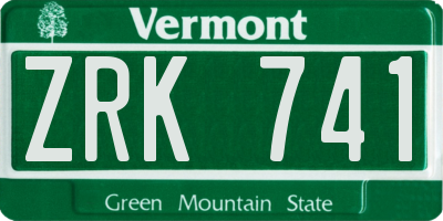 VT license plate ZRK741
