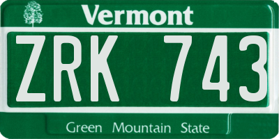 VT license plate ZRK743