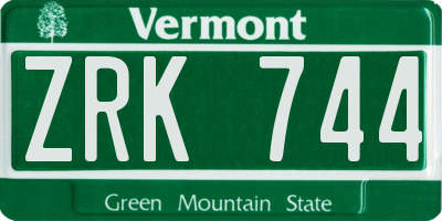VT license plate ZRK744