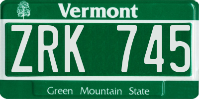 VT license plate ZRK745