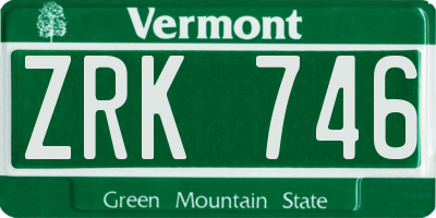 VT license plate ZRK746