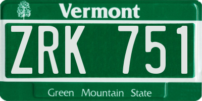 VT license plate ZRK751