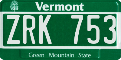 VT license plate ZRK753