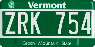 VT license plate ZRK754