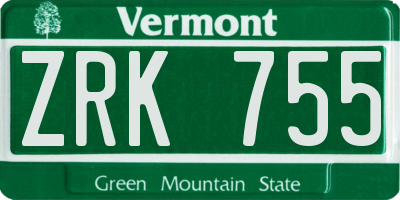 VT license plate ZRK755