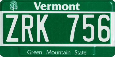 VT license plate ZRK756