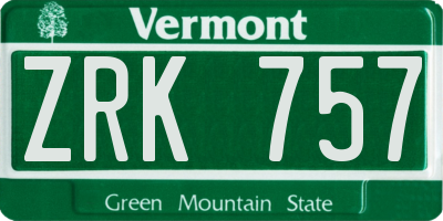 VT license plate ZRK757