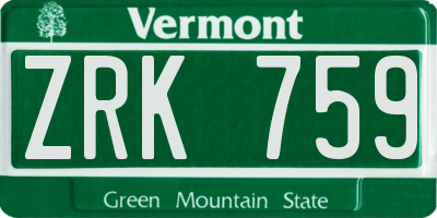 VT license plate ZRK759