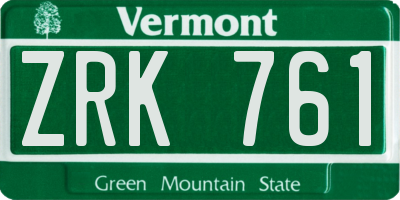 VT license plate ZRK761