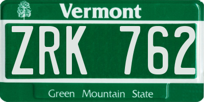VT license plate ZRK762