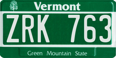 VT license plate ZRK763