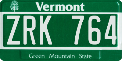VT license plate ZRK764