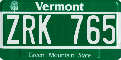VT license plate ZRK765