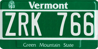 VT license plate ZRK766