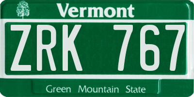 VT license plate ZRK767
