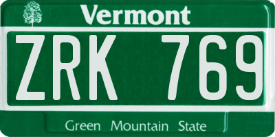 VT license plate ZRK769