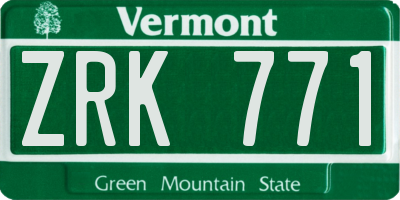 VT license plate ZRK771