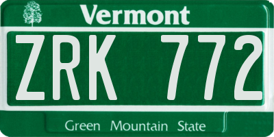 VT license plate ZRK772