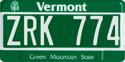 VT license plate ZRK774