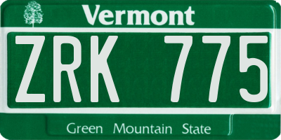 VT license plate ZRK775