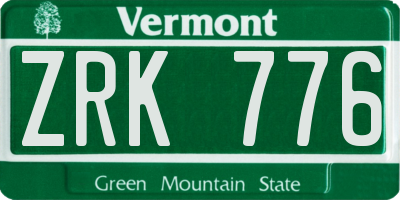 VT license plate ZRK776