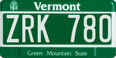 VT license plate ZRK780