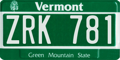 VT license plate ZRK781