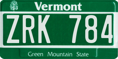 VT license plate ZRK784