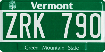 VT license plate ZRK790